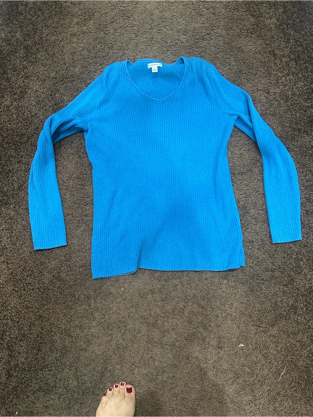 croft & barrow Bright Blue Ribbed V-Neck Sweater